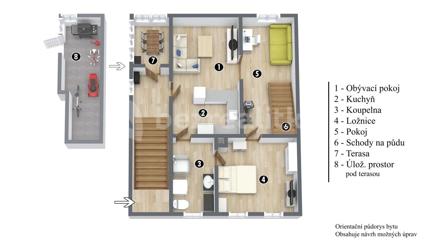 Predaj bytu 3-izbový 70 m², Hlavní, Perštejn, Ústecký kraj