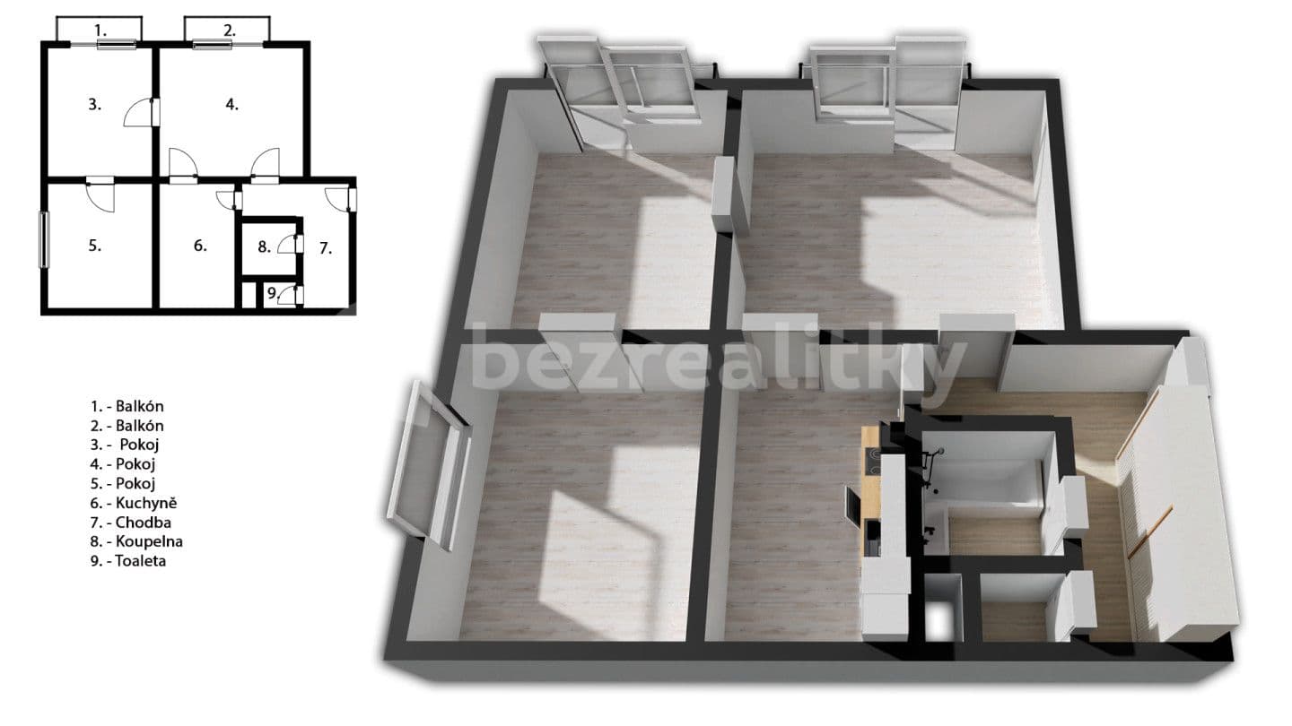 Predaj bytu 3-izbový 76 m², Husova, Strakonice, Jihočeský kraj
