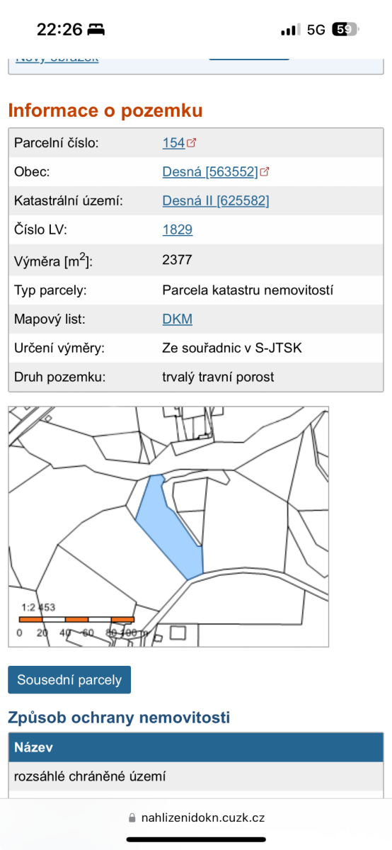 Predaj pozemku 2.377 m², Pustinská, Desná, Liberecký kraj