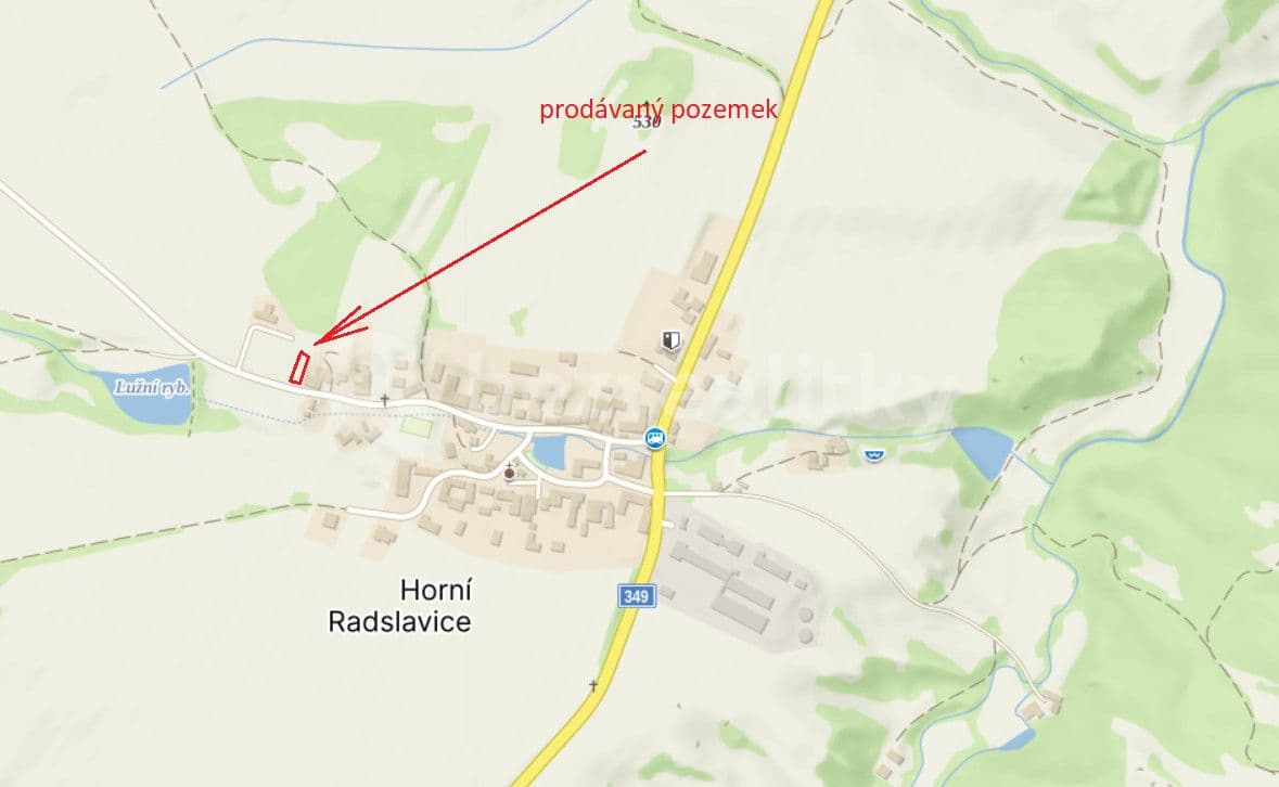 Predaj pozemku 1.163 m², Horní Radslavice, Kraj Vysočina