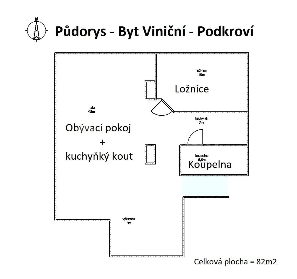 Prenájom bytu 2-izbový 82 m², Viniční, Brno, Jihomoravský kraj