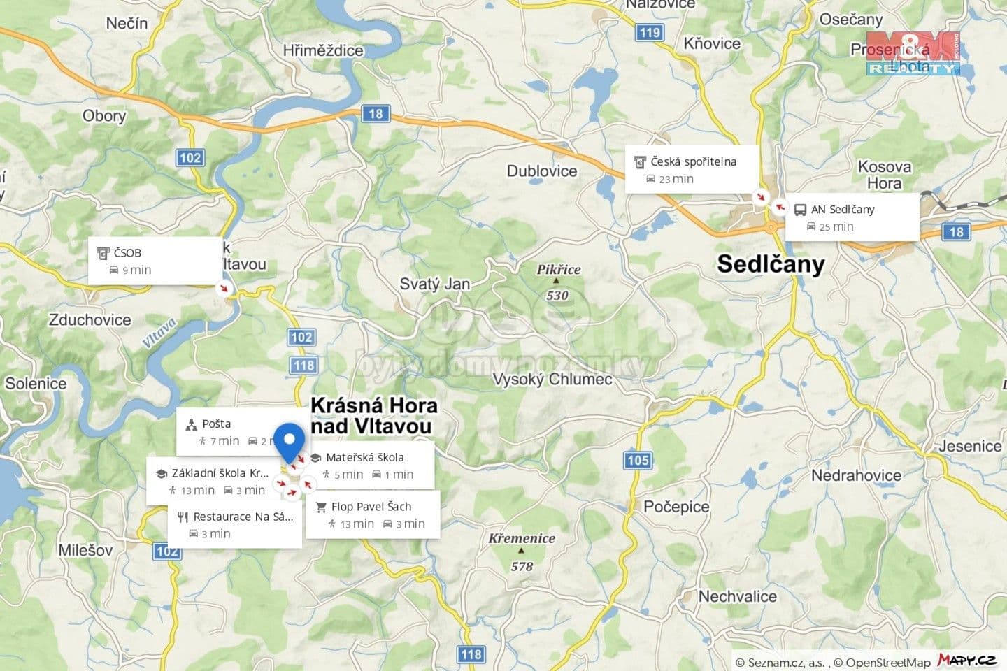 Predaj pozemku 1.058 m², Krásná Hora nad Vltavou, Středočeský kraj
