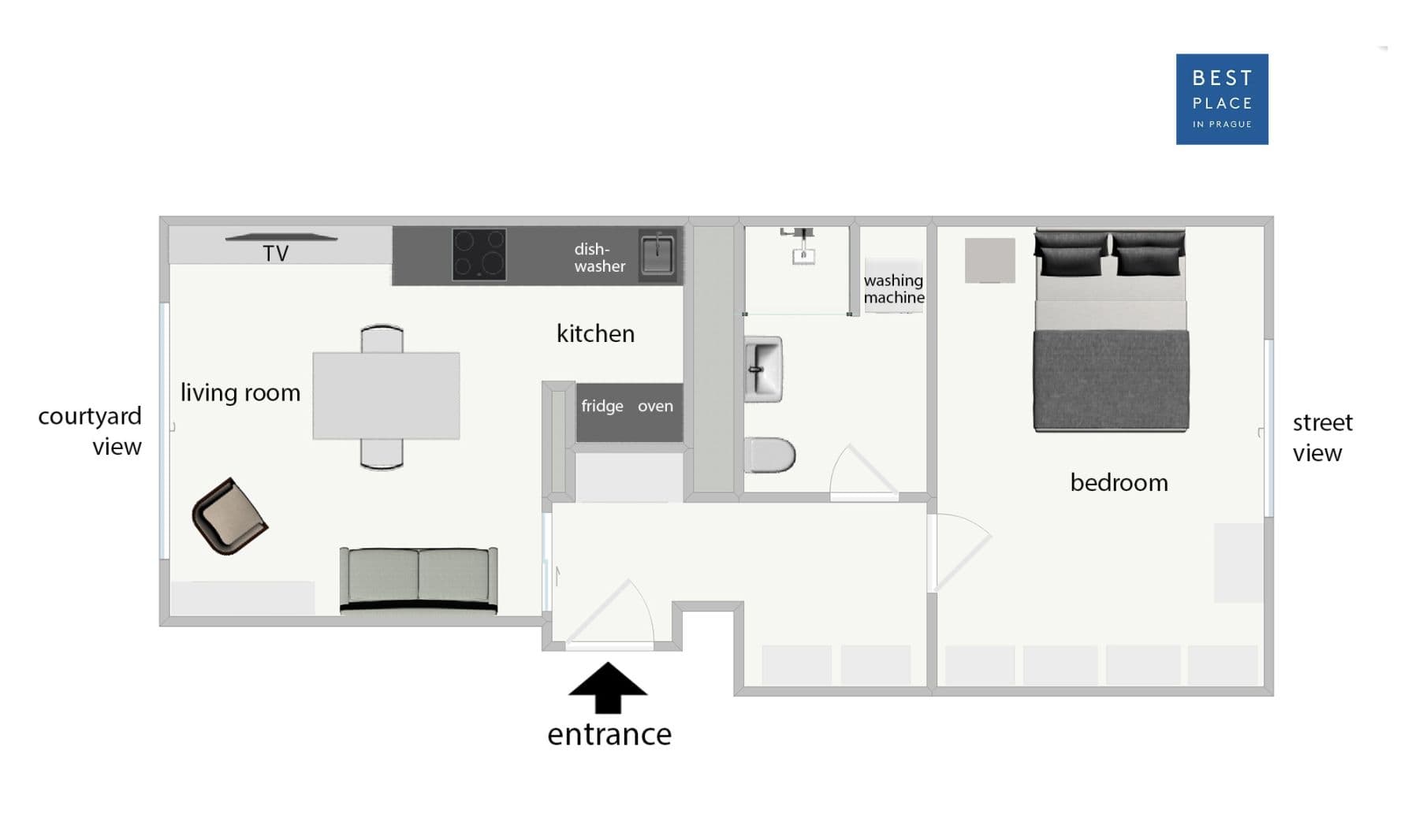 Prenájom bytu  45 m², Pod dvorem, Praha, Praha