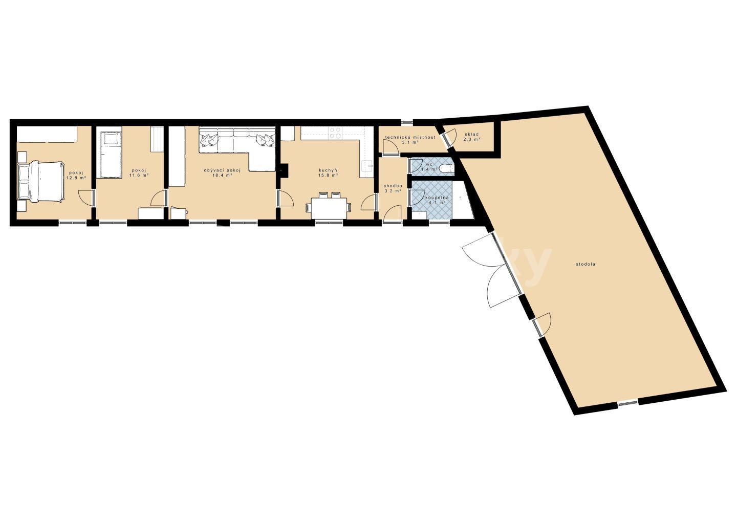 Predaj domu 101 m², pozemek 372 m², Střelské Hoštice, Jihočeský kraj