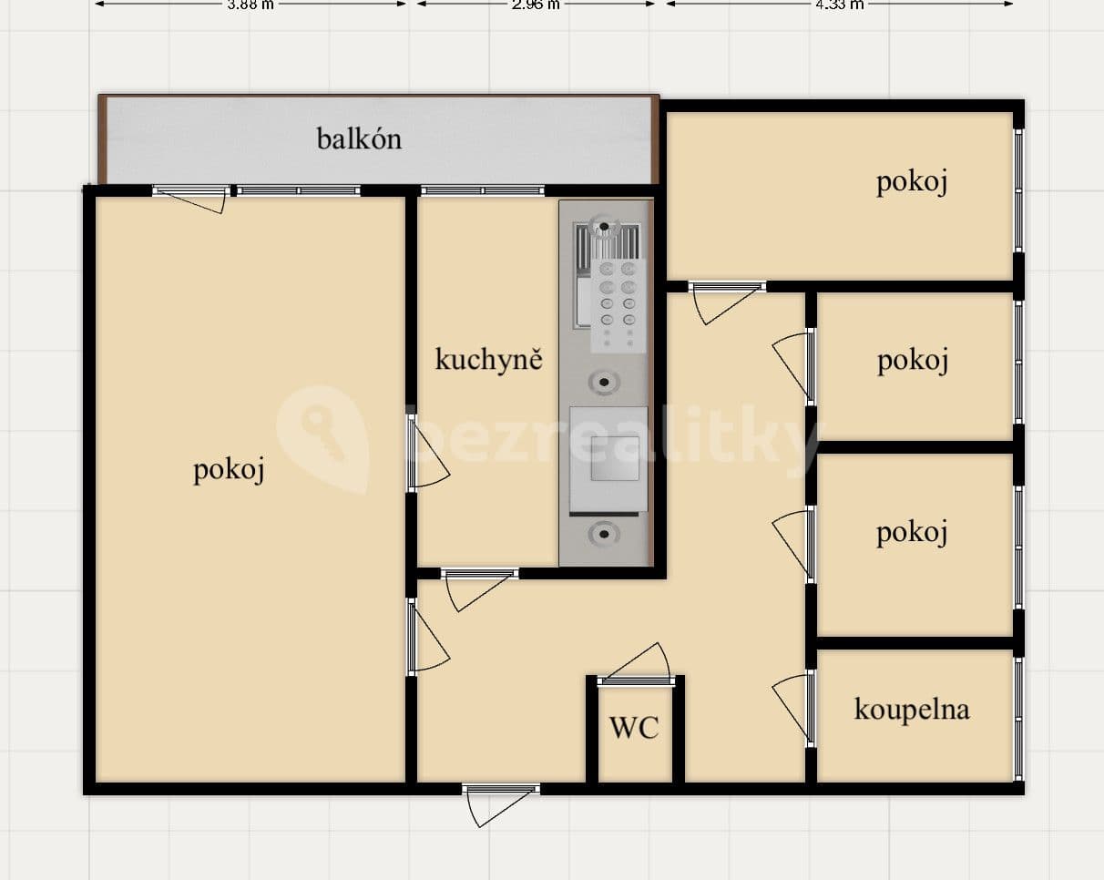Predaj bytu 4-izbový 80 m², Záchlumí, Pardubický kraj