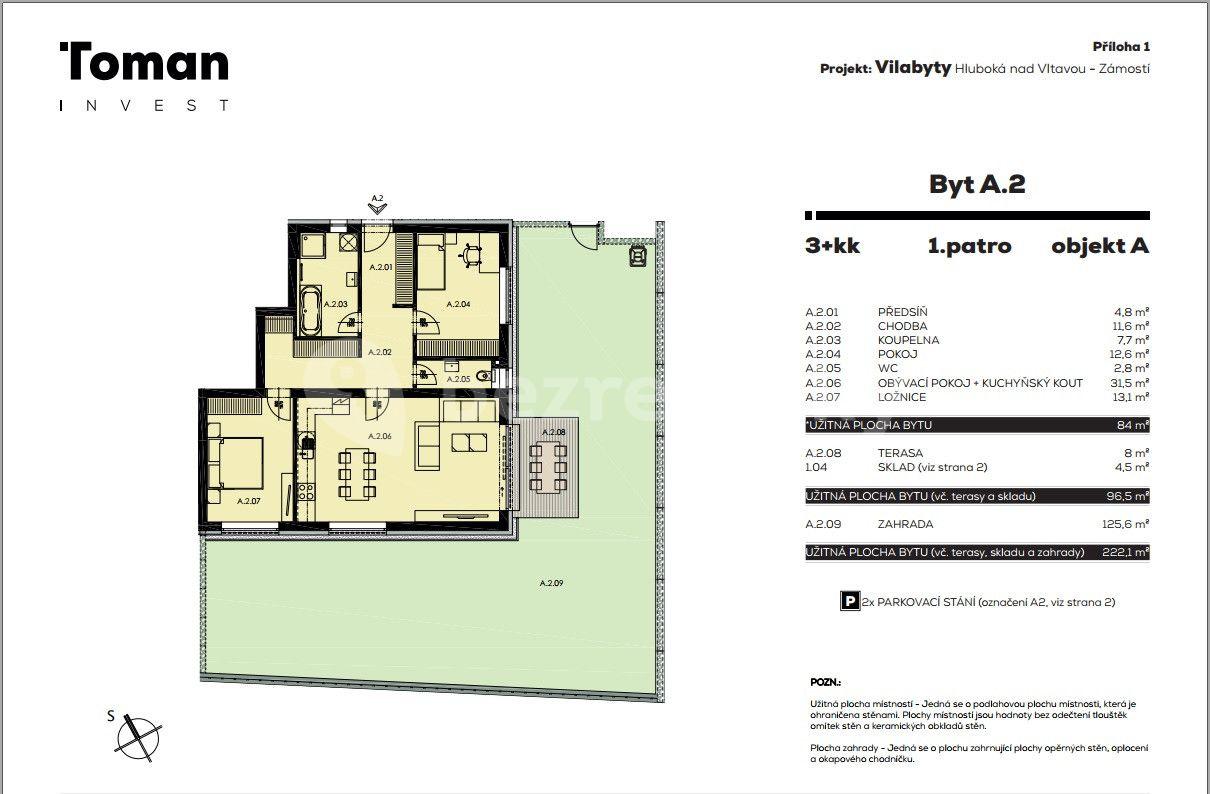 Predaj bytu 3-izbový 96 m², Rybova, Hluboká nad Vltavou, Jihočeský kraj