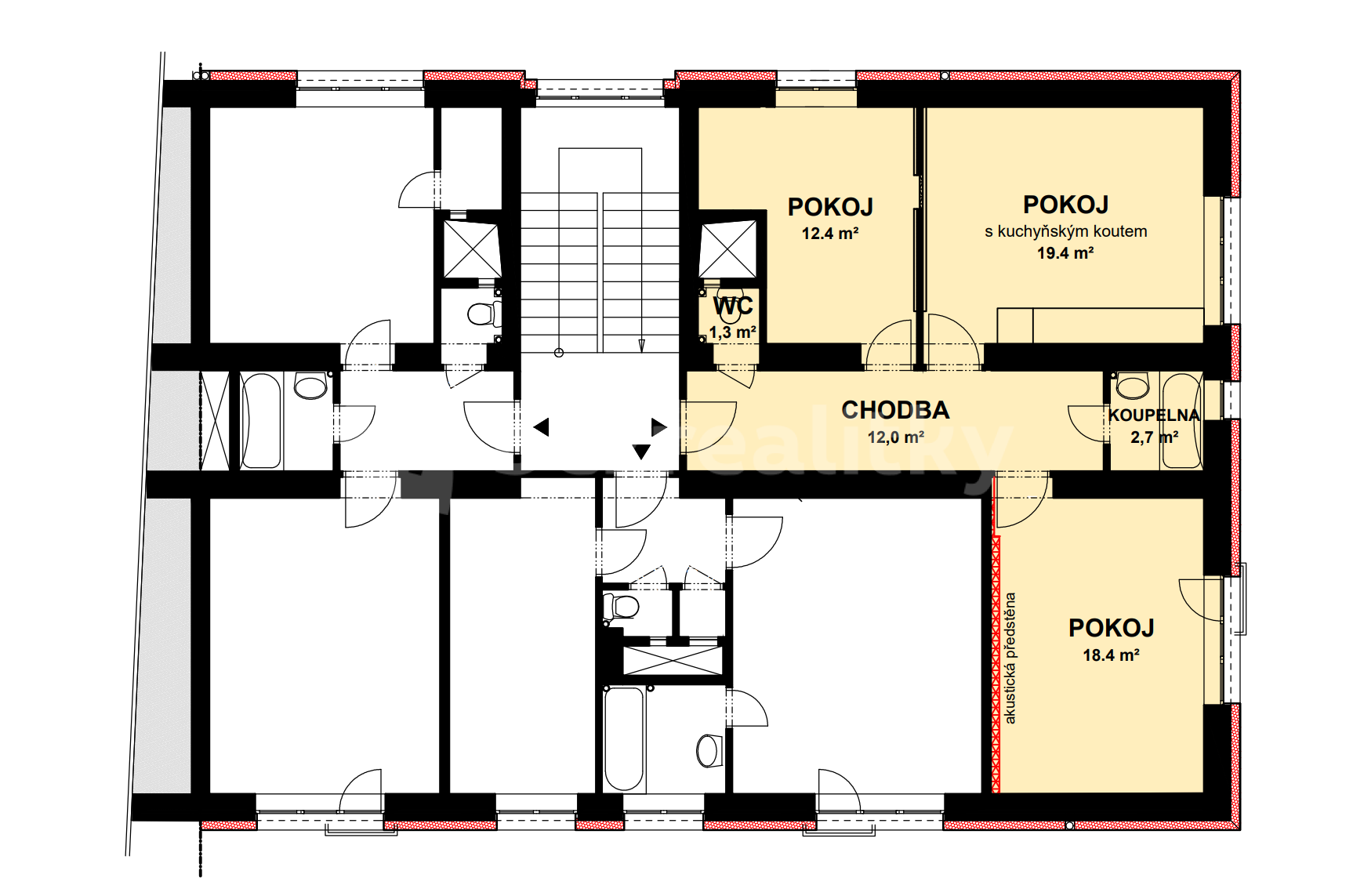 Prenájom bytu 3-izbový 67 m², Šestidomí, Praha, Praha