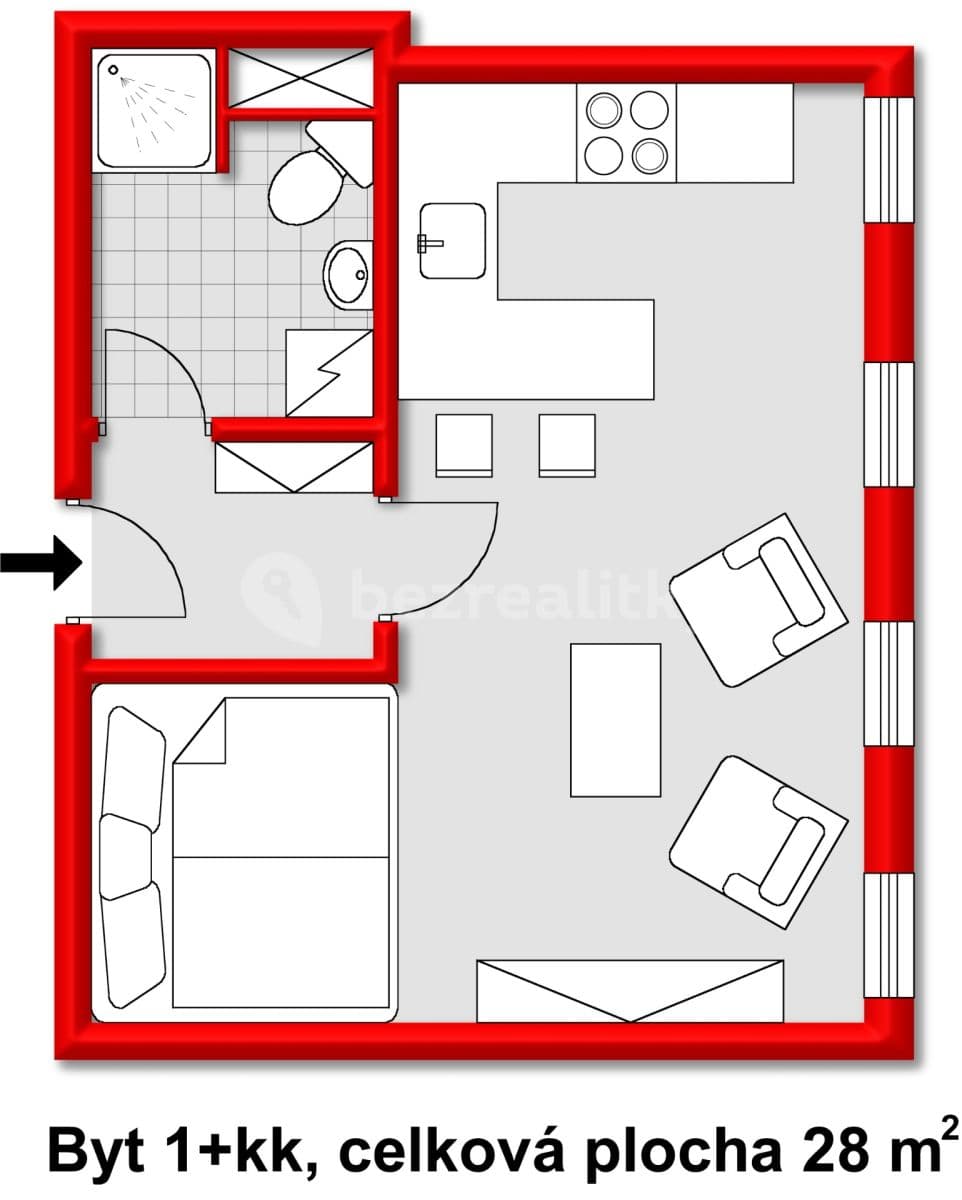 Prenájom bytu 1-izbový 28 m², Hakenova, Poděbrady, Středočeský kraj