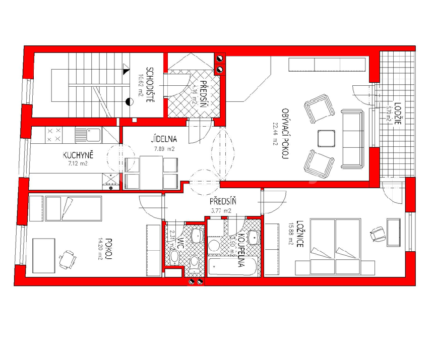 Prenájom bytu 3-izbový 80 m², Plovární, Plzeň, Plzeňský kraj