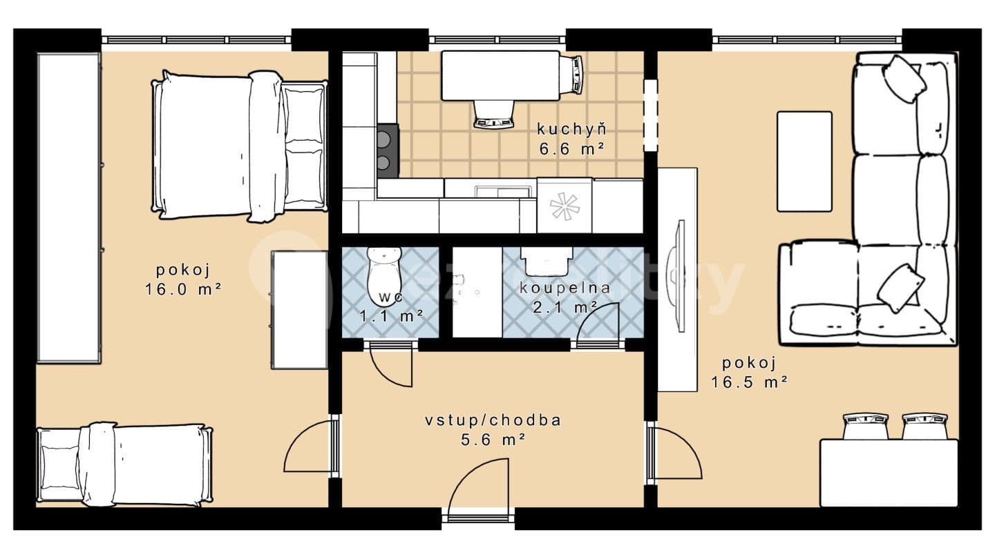 Predaj bytu 2-izbový 43 m², Vojnova, Týn nad Vltavou, Jihočeský kraj