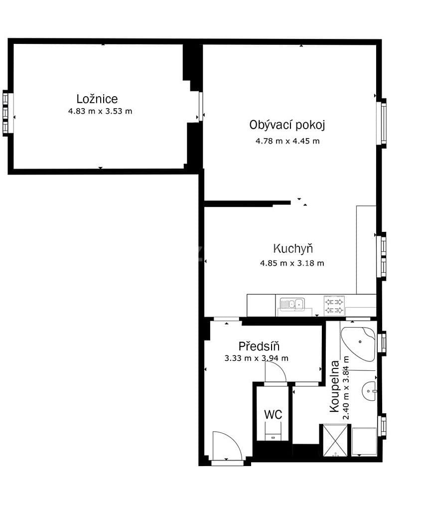 Prenájom bytu 2-izbový 67 m², Střekovské nábřeží, Ústí nad Labem, Ústecký kraj
