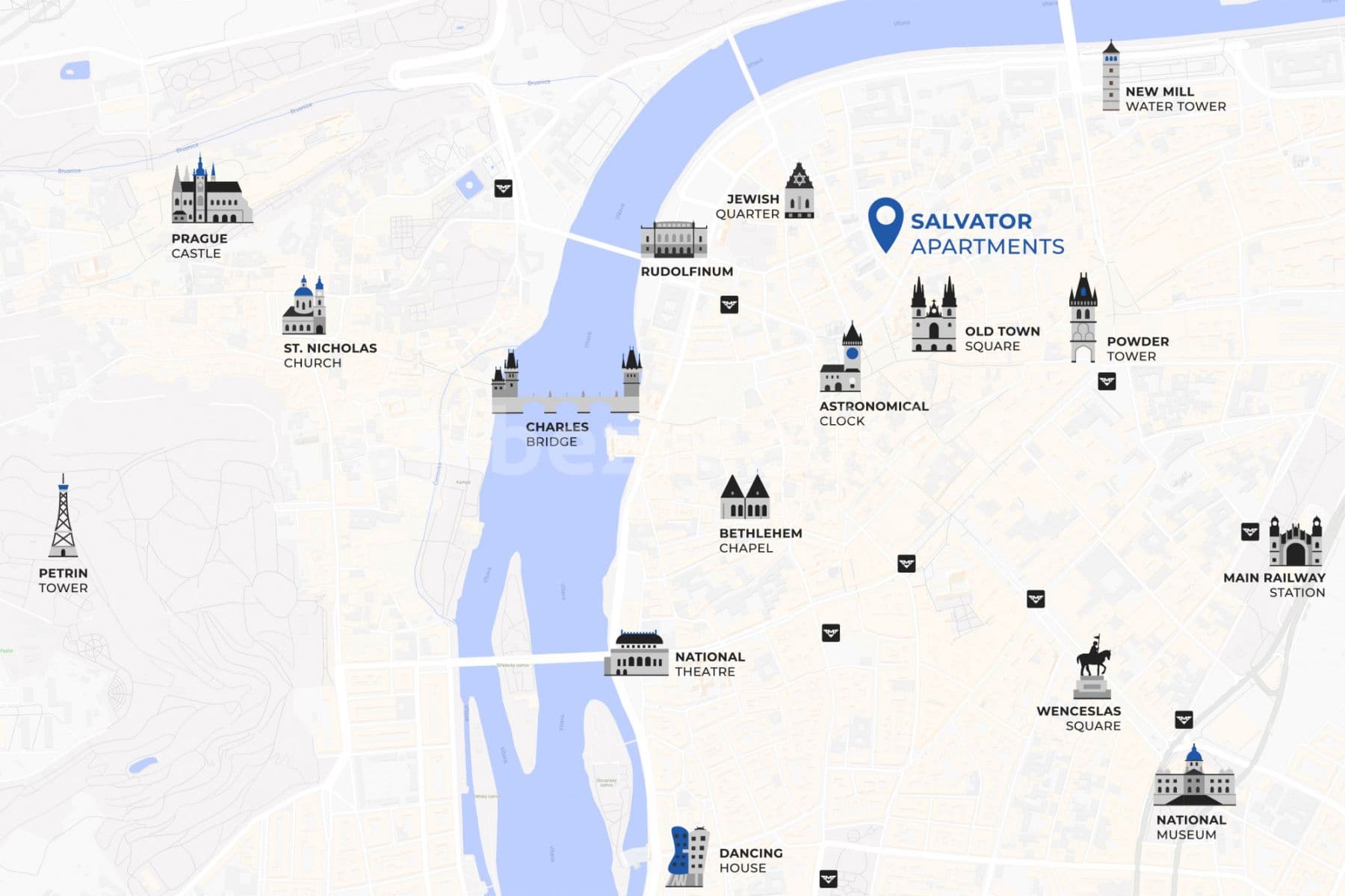 Prenájom bytu  105 m², Dušní, Praha, Praha