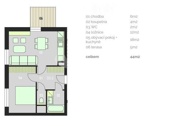 Prenájom bytu 2-izbový 44 m², Hrnčířská, Žďár nad Sázavou, Kraj Vysočina