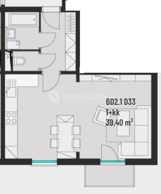 Prenájom bytu 1-izbový 39 m², Bryksova, Praha