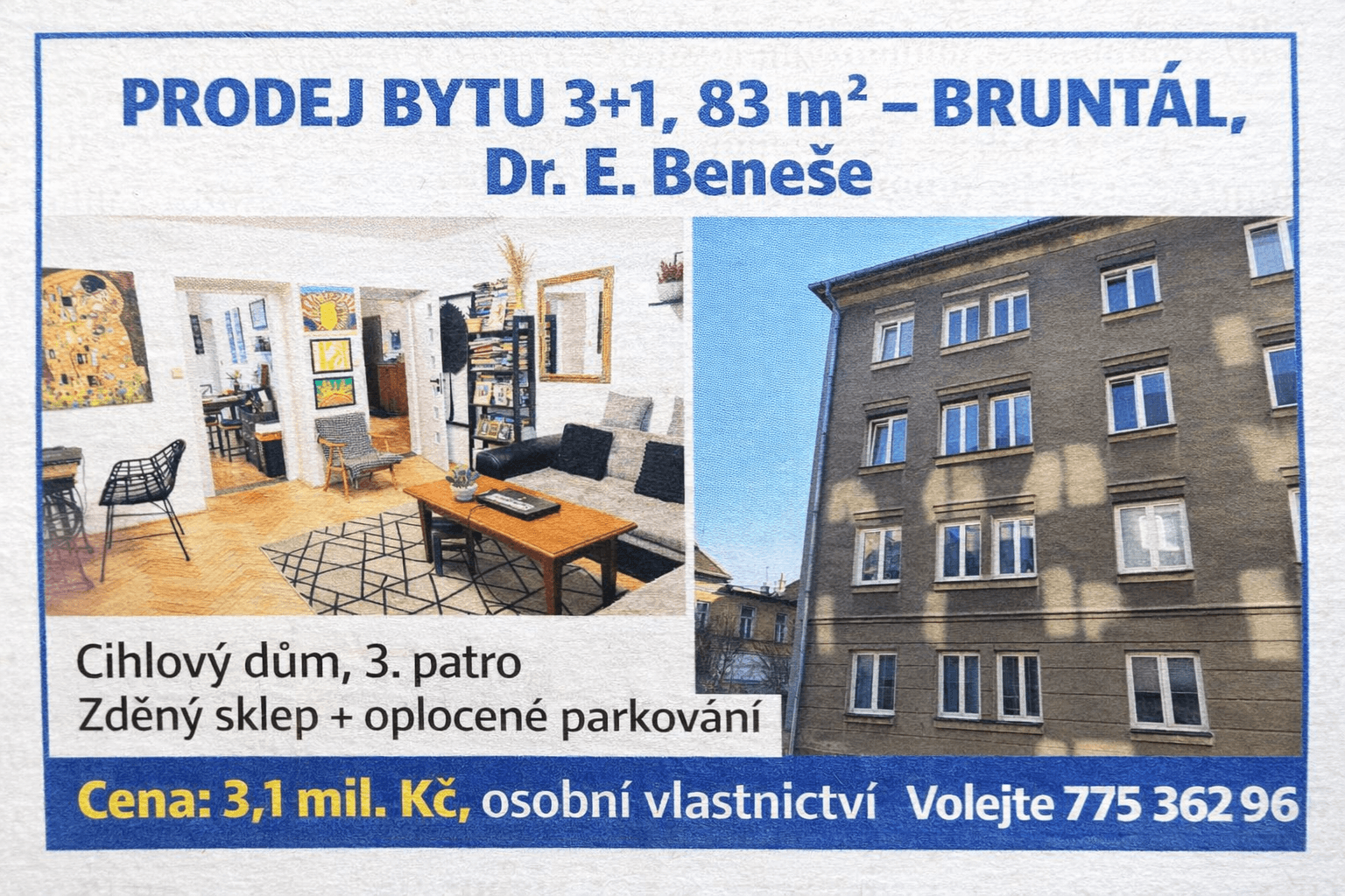 Predaj bytu 3-izbový 83 m², Dr. E. Beneše, Bruntál, Moravskoslezský kraj Predaj bytu 3-izbový 83 m², Dr. E. Beneše, Bruntál, Moravskoslezský kraj