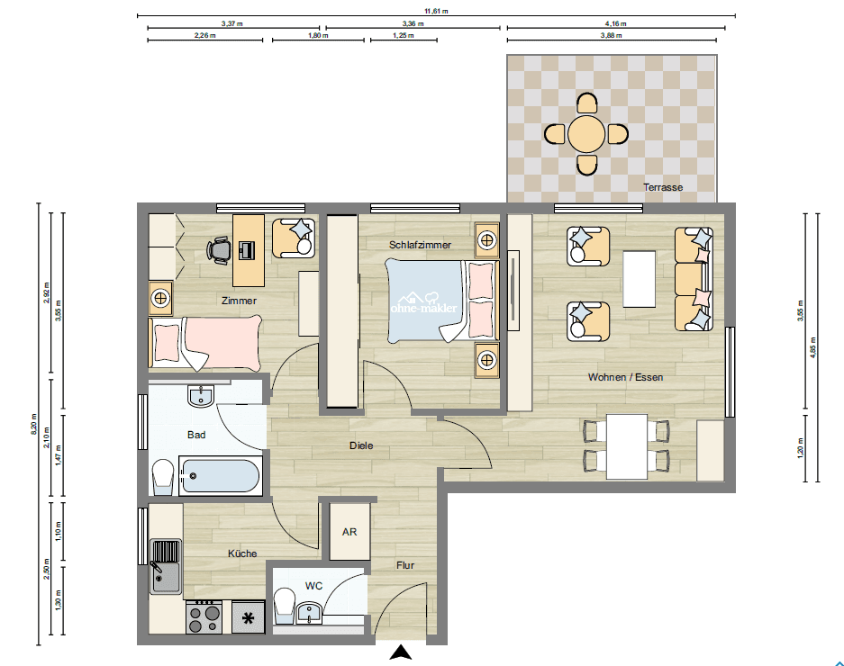 Prenájom bytu 3-izbový 68 m², Meckesheim, Bádensko-Wurttembersko Prenájom bytu 3-izbový 68 m², Meckesheim, Bádensko-Wurttembersko