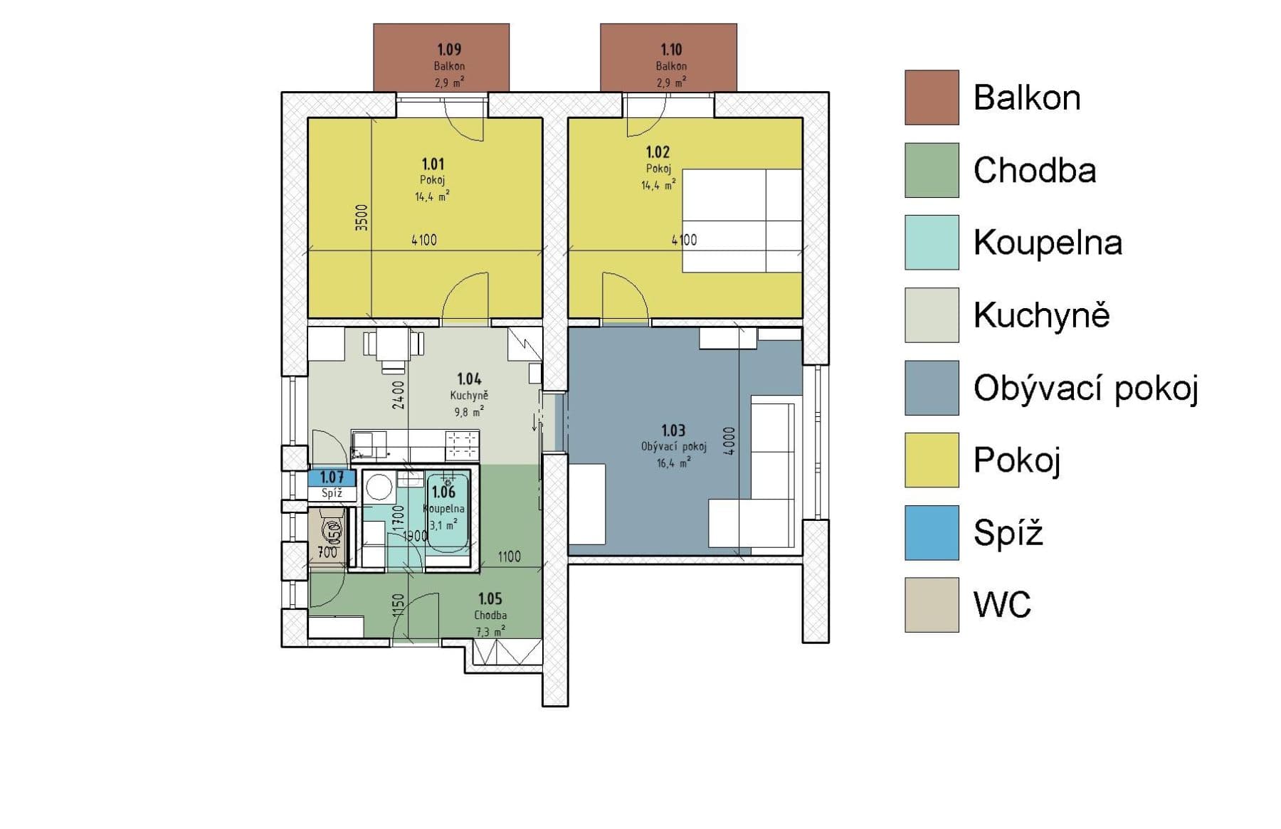 Prenájom bytu 3-izbový 69 m², Zahradní, Plzeň, Plzeňský kraj Prenájom bytu 3-izbový 69 m², Zahradní, Plzeň, Plzeňský kraj