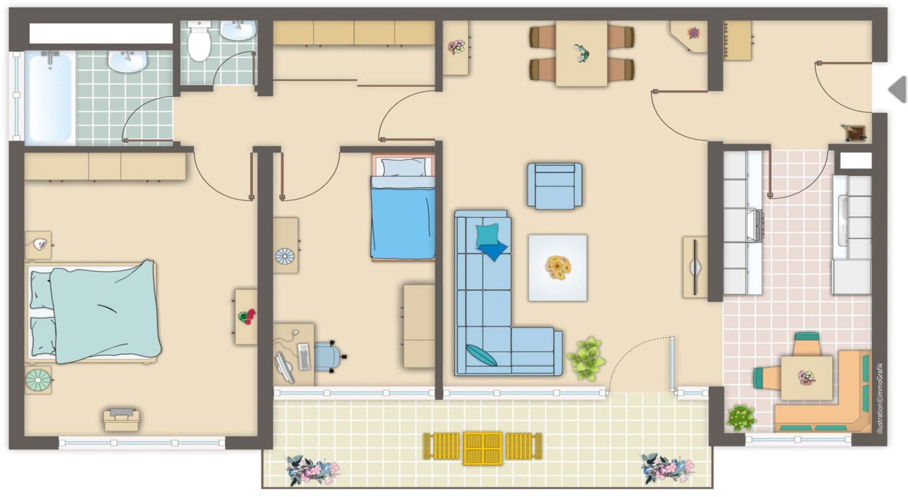 Prenájom bytu 3-izbový 82 m², Sigmund-Freud-Straße 76, Frankfurt, Hesensko Prenájom bytu 3-izbový 82 m², Sigmund-Freud-Straße 76, Frankfurt, Hesensko