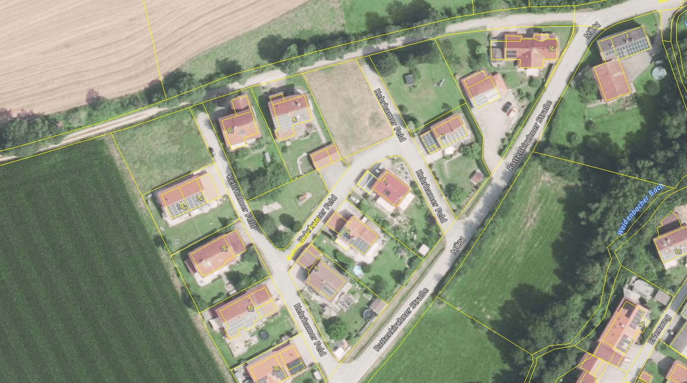 Predaj pozemku 791 m², Kehrhamer Feld 4, Heldenstein OT Weidenbach, Bavorsko Predaj pozemku 791 m², Kehrhamer Feld 4, Heldenstein OT Weidenbach, Bavorsko