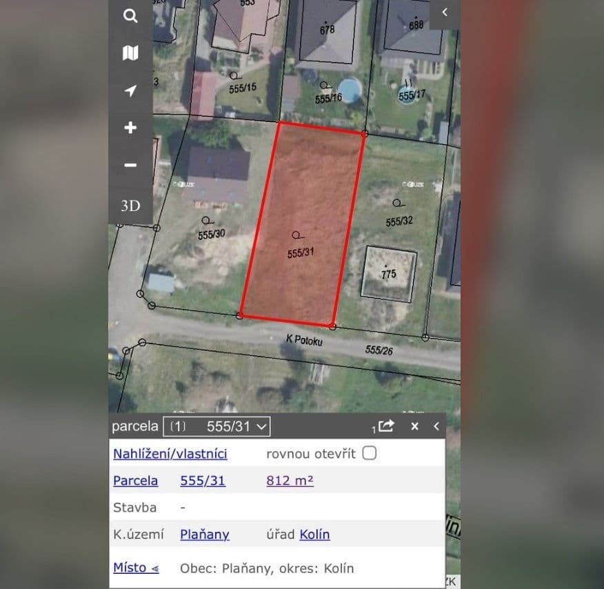 Predaj pozemku 812 m², K Potoku, Plaňany, Středočeský kraj Predaj pozemku 812 m², K Potoku, Plaňany, Středočeský kraj