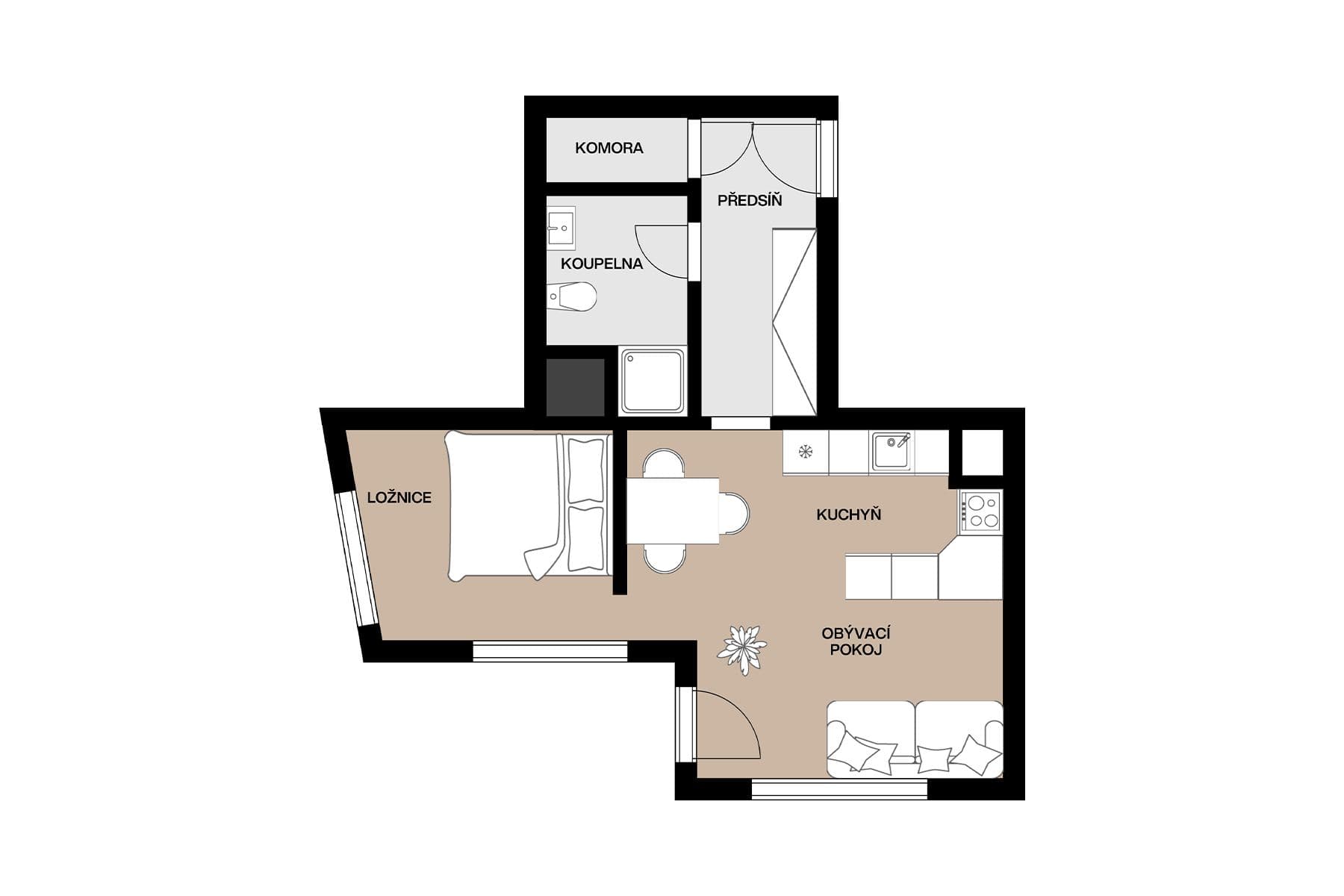 Predaj bytu 2-izbový 46 m², Stočesova, Praha, Praha Predaj bytu 2-izbový 46 m², Stočesova, Praha, Praha