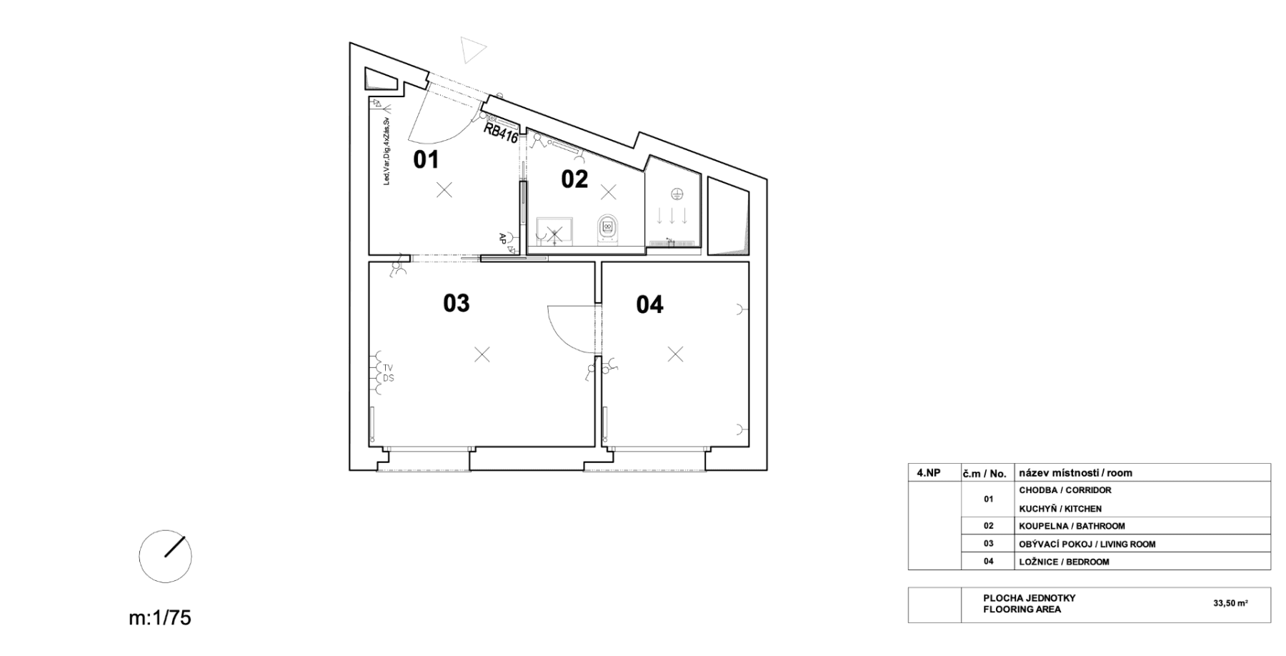 Prenájom bytu 2-izbový 33 m², Krymská, Praha, Praha Prenájom bytu 2-izbový 33 m², Krymská, Praha, Praha