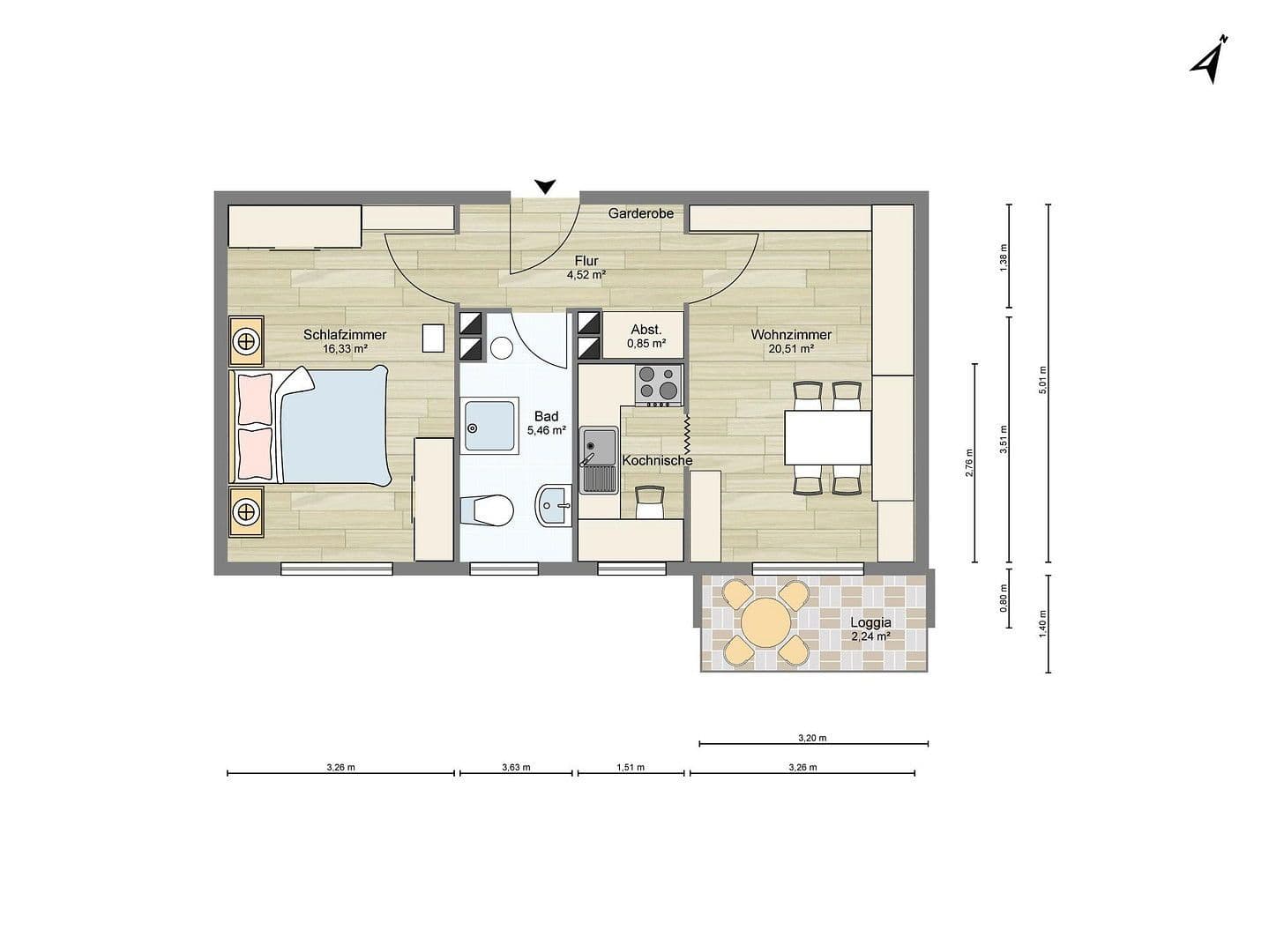 Prenájom bytu 2-izbový 46 m², Porschestraße 14, Landshut, Bavorsko Prenájom bytu 2-izbový 46 m², Porschestraße 14, Landshut, Bavorsko