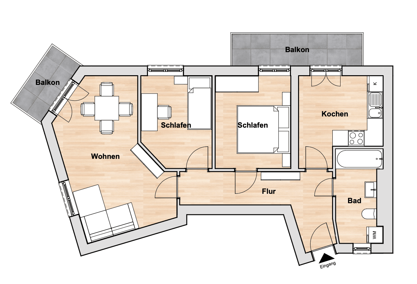 Prenájom bytu 3-izbový 67 m², Bürgelstraße 2, Magdeburg, Sasko-Anhaltsko Prenájom bytu 3-izbový 67 m², Bürgelstraße 2, Magdeburg, Sasko-Anhaltsko