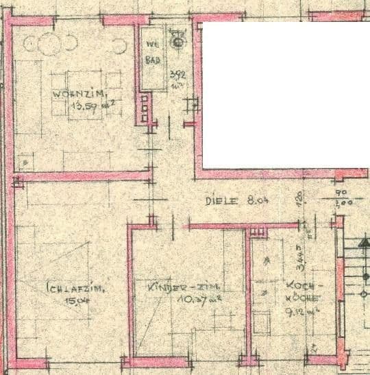 Prenájom bytu 3-izbový 60 m², Bochum, Severné Porýnie - Westfálsko Prenájom bytu 3-izbový 60 m², Bochum, Severné Porýnie - Westfálsko