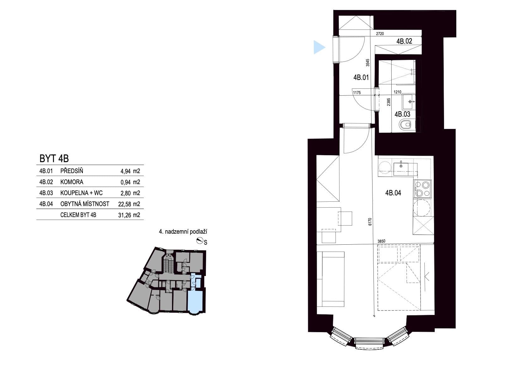 Prenájom bytu 1-izbový 31 m², Na Zámecké, Praha, Praha Prenájom bytu 1-izbový 31 m², Na Zámecké, Praha, Praha