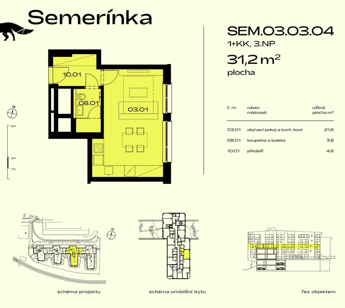 Prenájom bytu 1-izbový 31 m², U Komína, Praha, Praha Prenájom bytu 1-izbový 31 m², U Komína, Praha, Praha