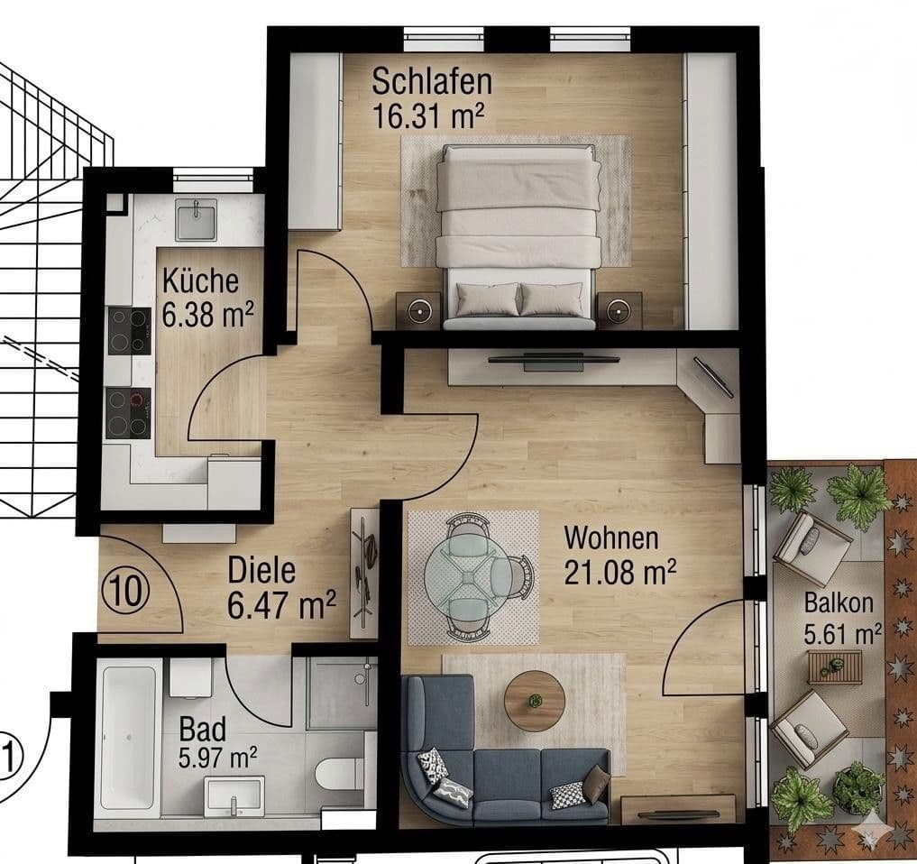Prenájom bytu 2-izbový 59 m², Nürnberg, Bavorsko Prenájom bytu 2-izbový 59 m², Nürnberg, Bavorsko