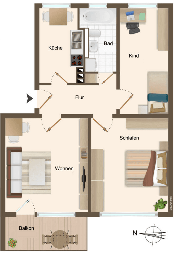 Prenájom bytu 3-izbový 64 m², Magdeburg, Sasko-Anhaltsko Prenájom bytu 3-izbový 64 m², Magdeburg, Sasko-Anhaltsko