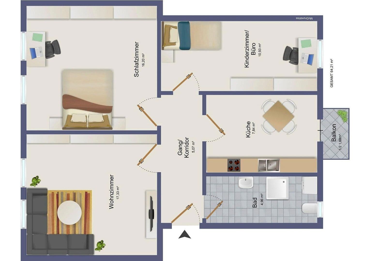 Predaj bytu 3-izbový 64 m², Pilotystraße 58, Nürnberg, Bavorsko Predaj bytu 3-izbový 64 m², Pilotystraße 58, Nürnberg, Bavorsko