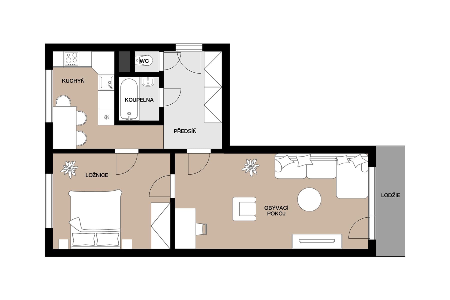 Predaj bytu 2-izbový 60 m², Kapraďová, Praha, Praha Predaj bytu 2-izbový 60 m², Kapraďová, Praha, Praha