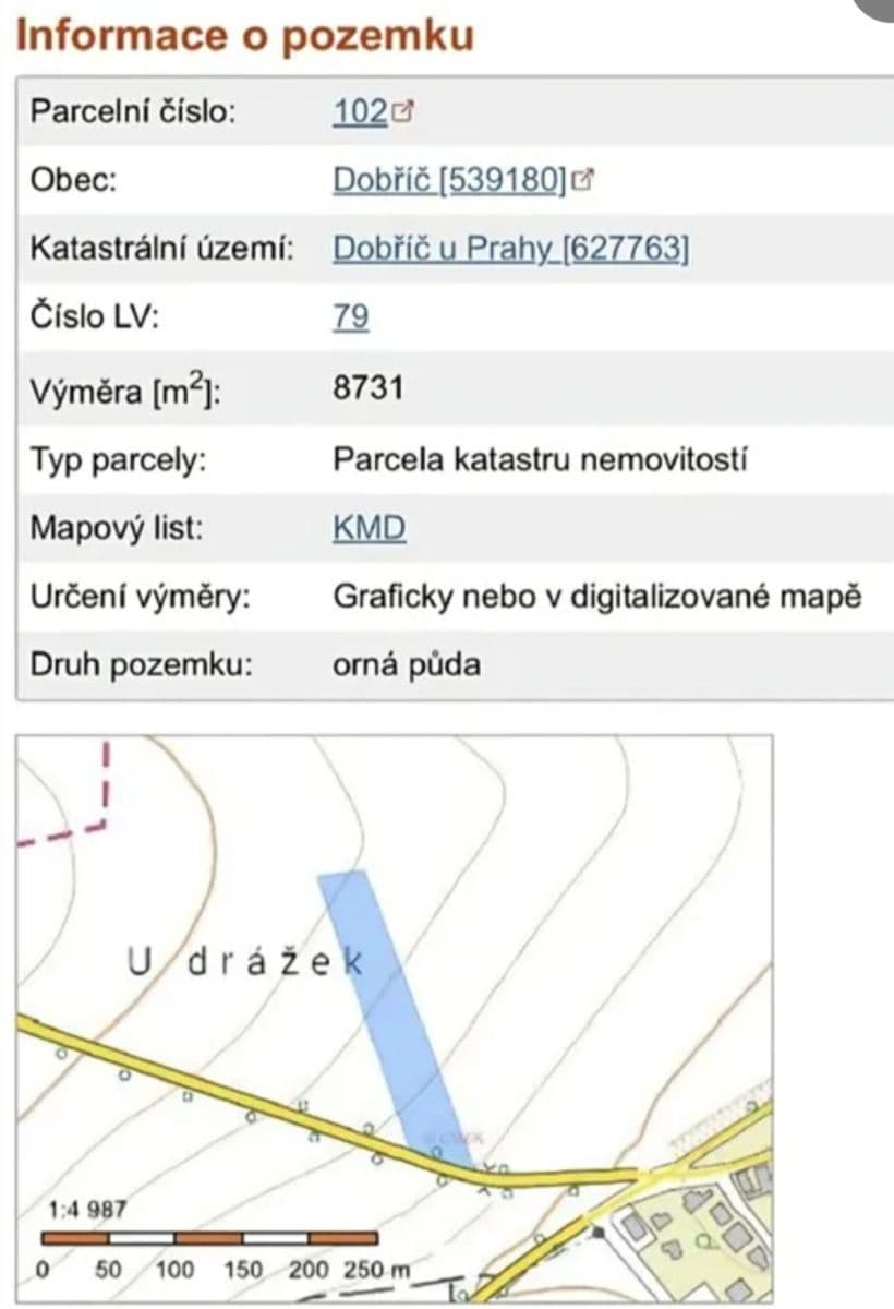 Predaj pozemku 8.731 m², Dobříč, Středočeský kraj Predaj pozemku 8.731 m², Dobříč, Středočeský kraj