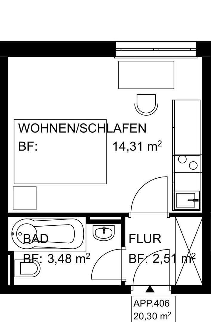 Prenájom bytu 1-izbový 22 m², Emil-Riedel-Straße 11, München, Bavorsko Prenájom bytu 1-izbový 22 m², Emil-Riedel-Straße 11, München, Bavorsko