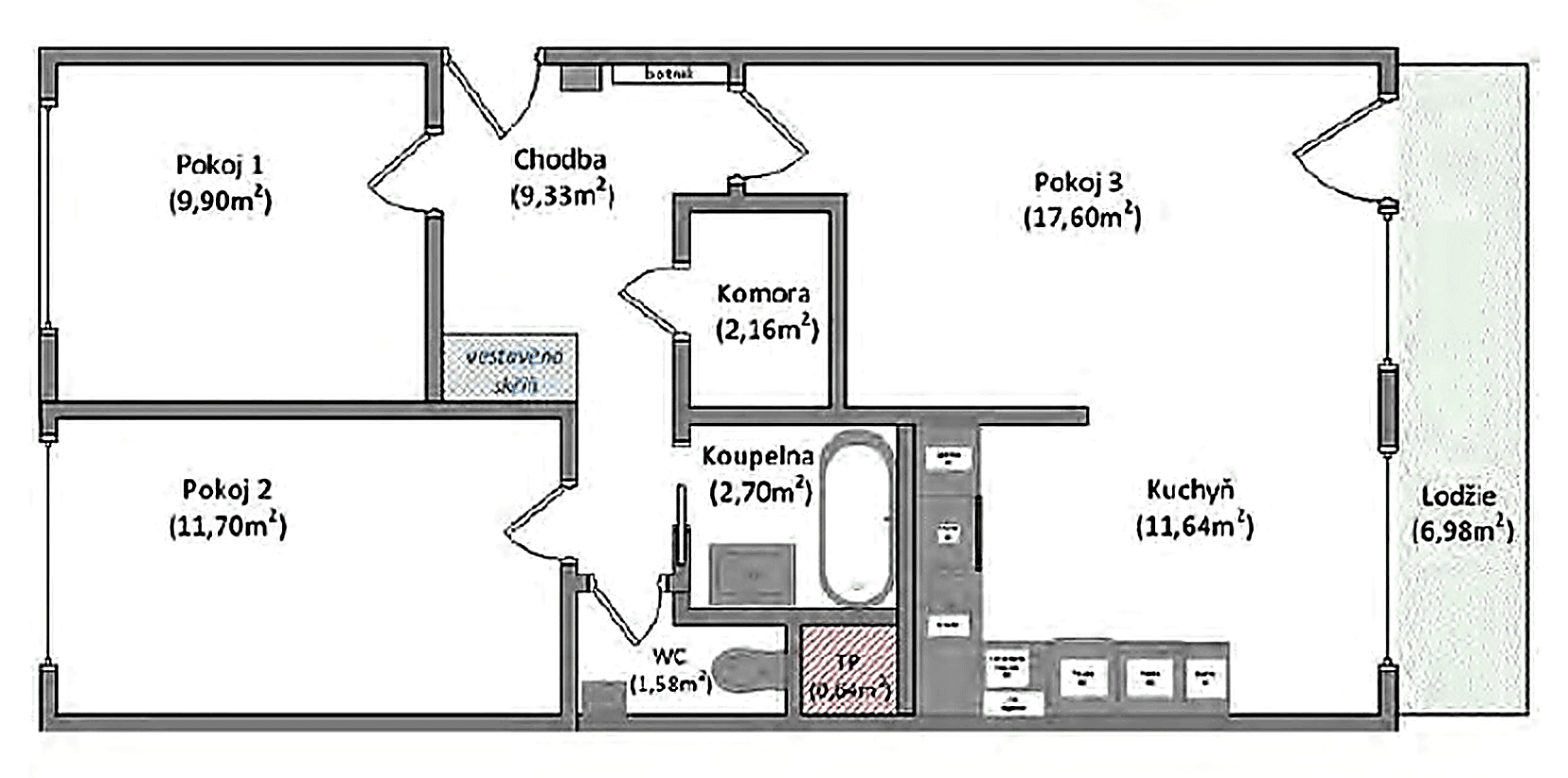 Prenájom bytu 3-izbový 74 m², Vyžlovská, Praha, Praha Prenájom bytu 3-izbový 74 m², Vyžlovská, Praha, Praha