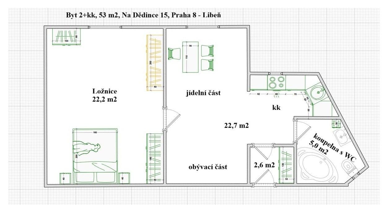 Prenájom bytu 2-izbový 53 m², Na Dědince, Praha, Praha Prenájom bytu 2-izbový 53 m², Na Dědince, Praha, Praha