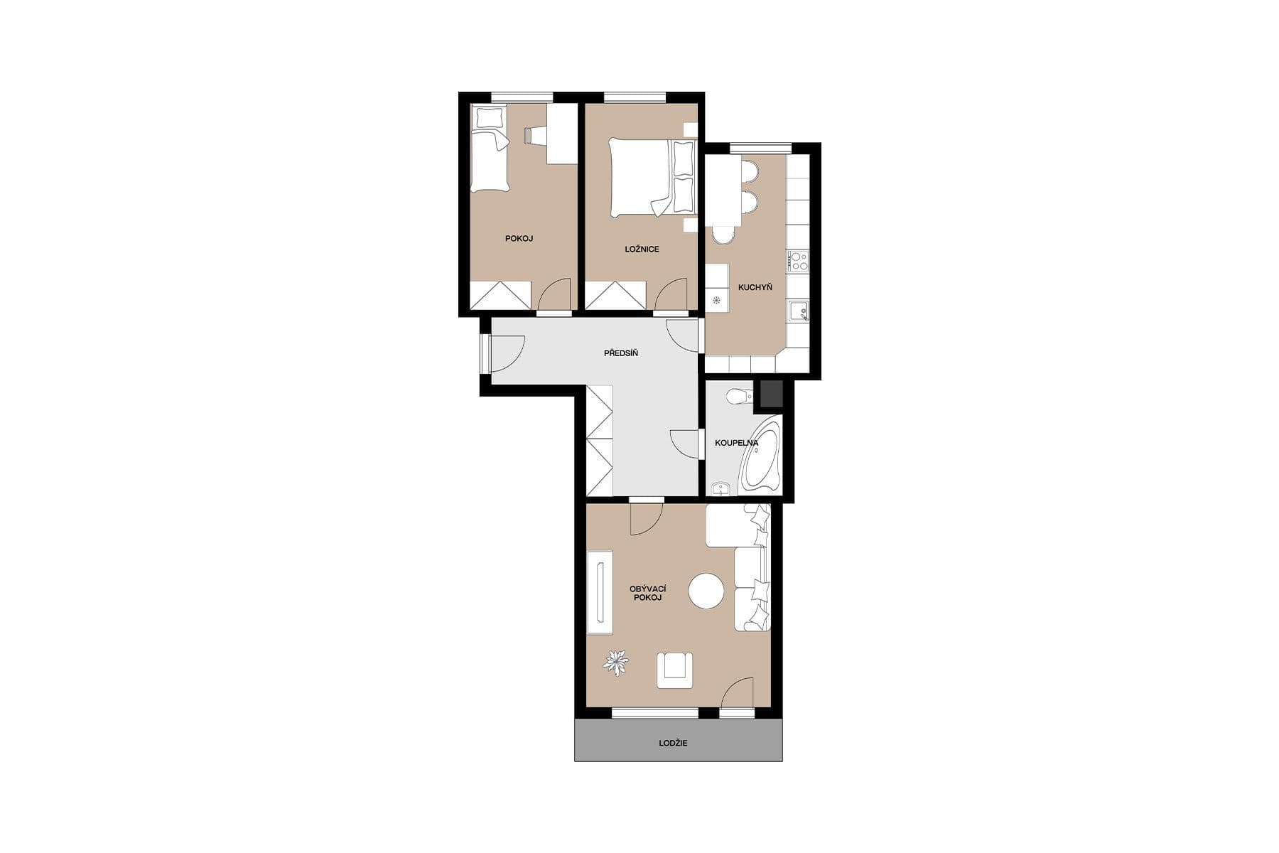 Predaj bytu 3-izbový 81 m², Jordana Jovkova, Praha, Praha Predaj bytu 3-izbový 81 m², Jordana Jovkova, Praha, Praha