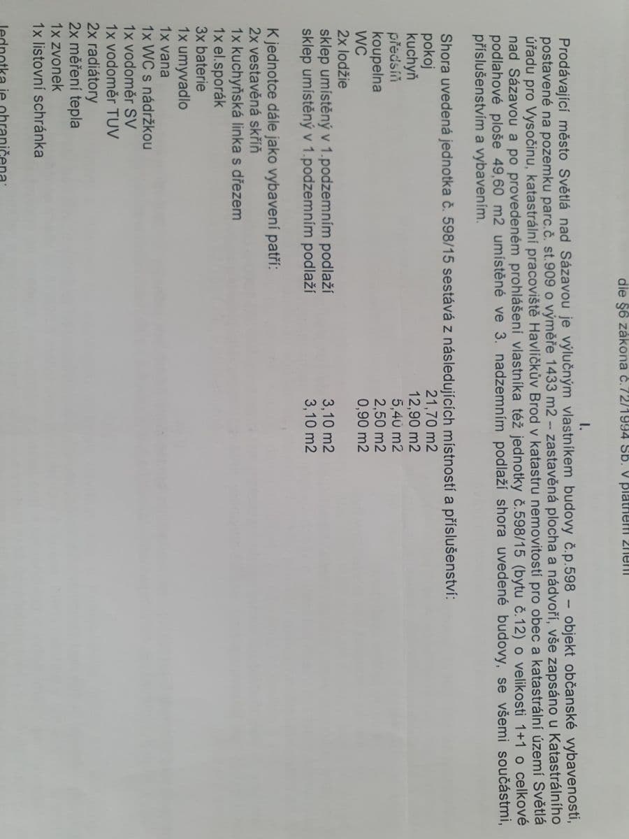 Predaj bytu 1-izbový 49 m², Sázavská, Světlá nad Sázavou, Kraj Vysočina Predaj bytu 1-izbový 49 m², Sázavská, Světlá nad Sázavou, Kraj Vysočina