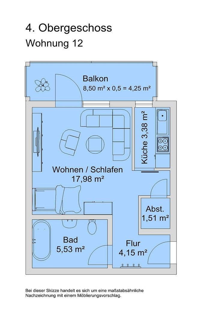Prenájom bytu 1-izbový 37 m², Anhalter Straße 3, Halle, Sasko-Anhaltsko Prenájom bytu 1-izbový 37 m², Anhalter Straße 3, Halle, Sasko-Anhaltsko