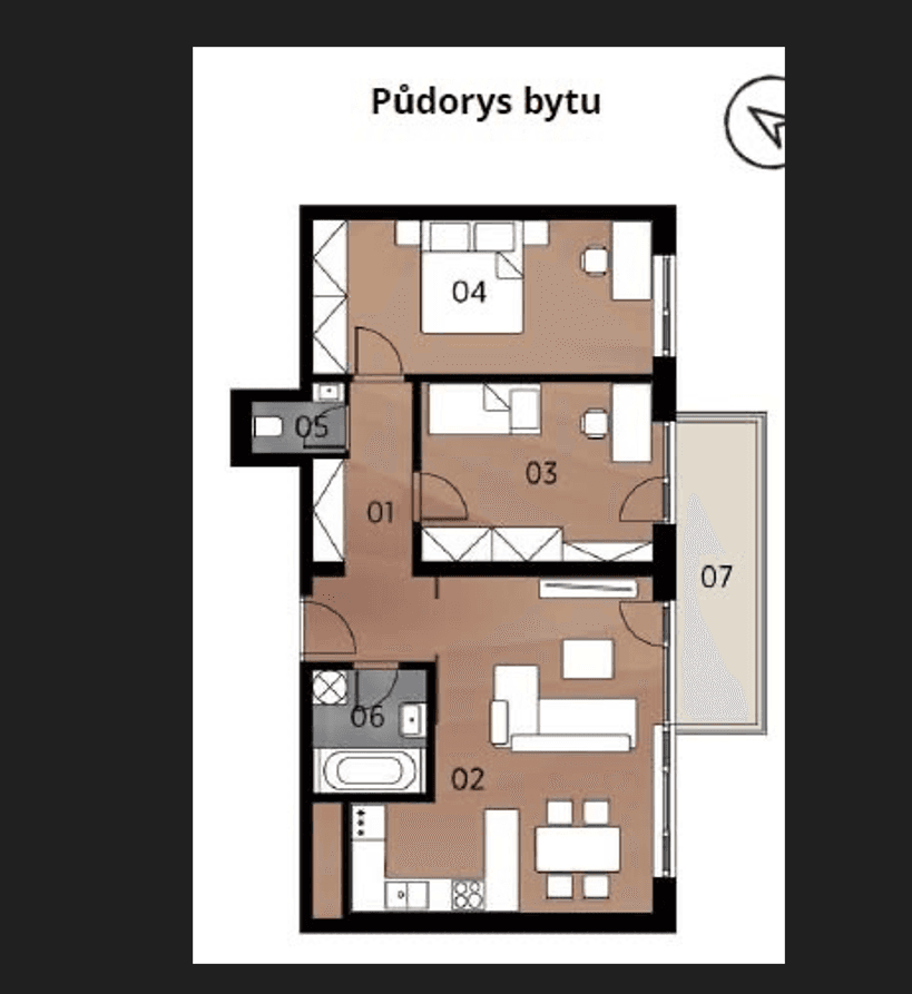 Prenájom bytu 3-izbový 69 m², Americká, Kladno, Středočeský kraj Prenájom bytu 3-izbový 69 m², Americká, Kladno, Středočeský kraj