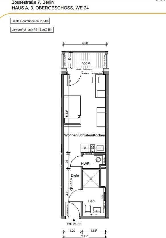 Predaj bytu 1-izbový 31 m², Bossestraße 7, Berlin, Berlín Predaj bytu 1-izbový 31 m², Bossestraße 7, Berlin, Berlín