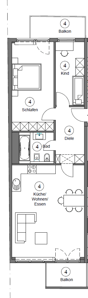 Prenájom bytu 3-izbový 80 m², Bernhardstr. 147, Köln, Severné Porýnie - Westfálsko Prenájom bytu 3-izbový 80 m², Bernhardstr. 147, Köln, Severné Porýnie - Westfálsko