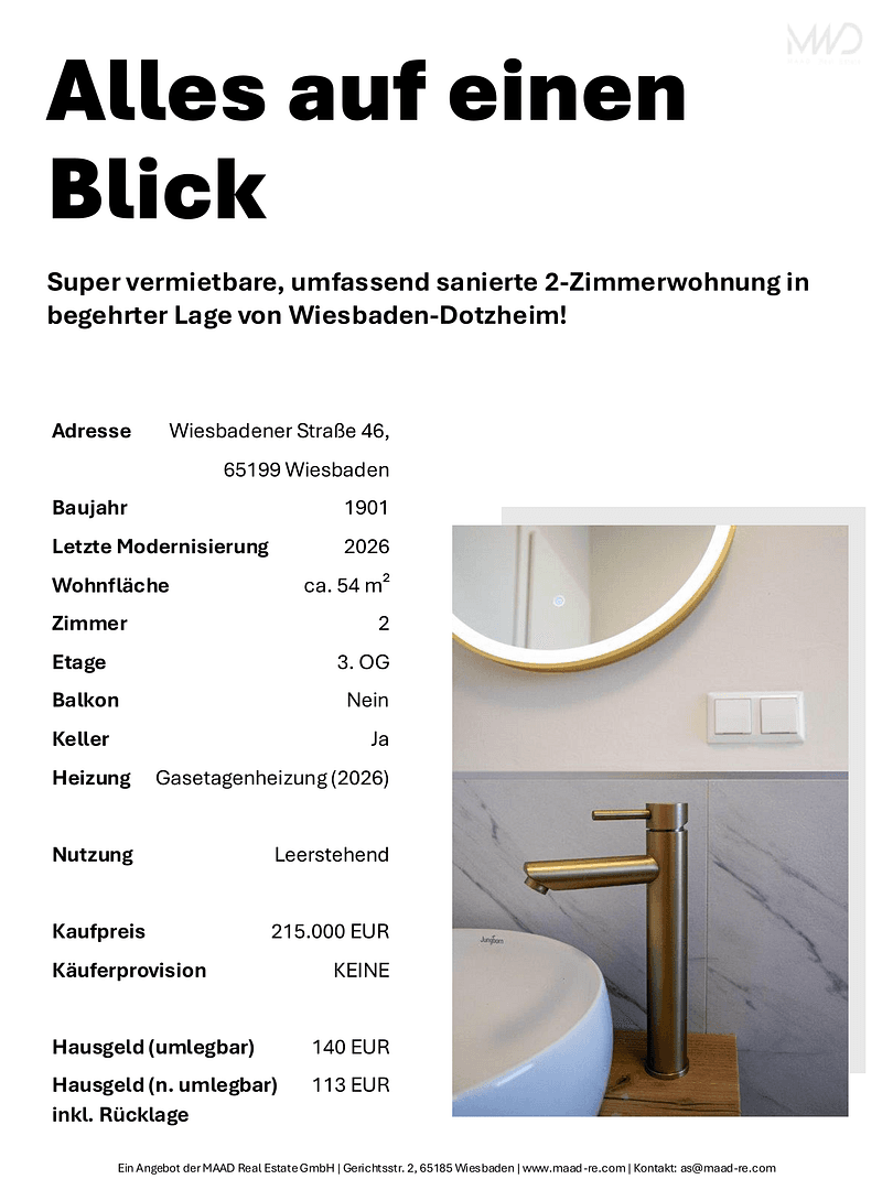 Predaj bytu 2-izbový 54 m², Wiesbaden, Hesensko Predaj bytu 2-izbový 54 m², Wiesbaden, Hesensko