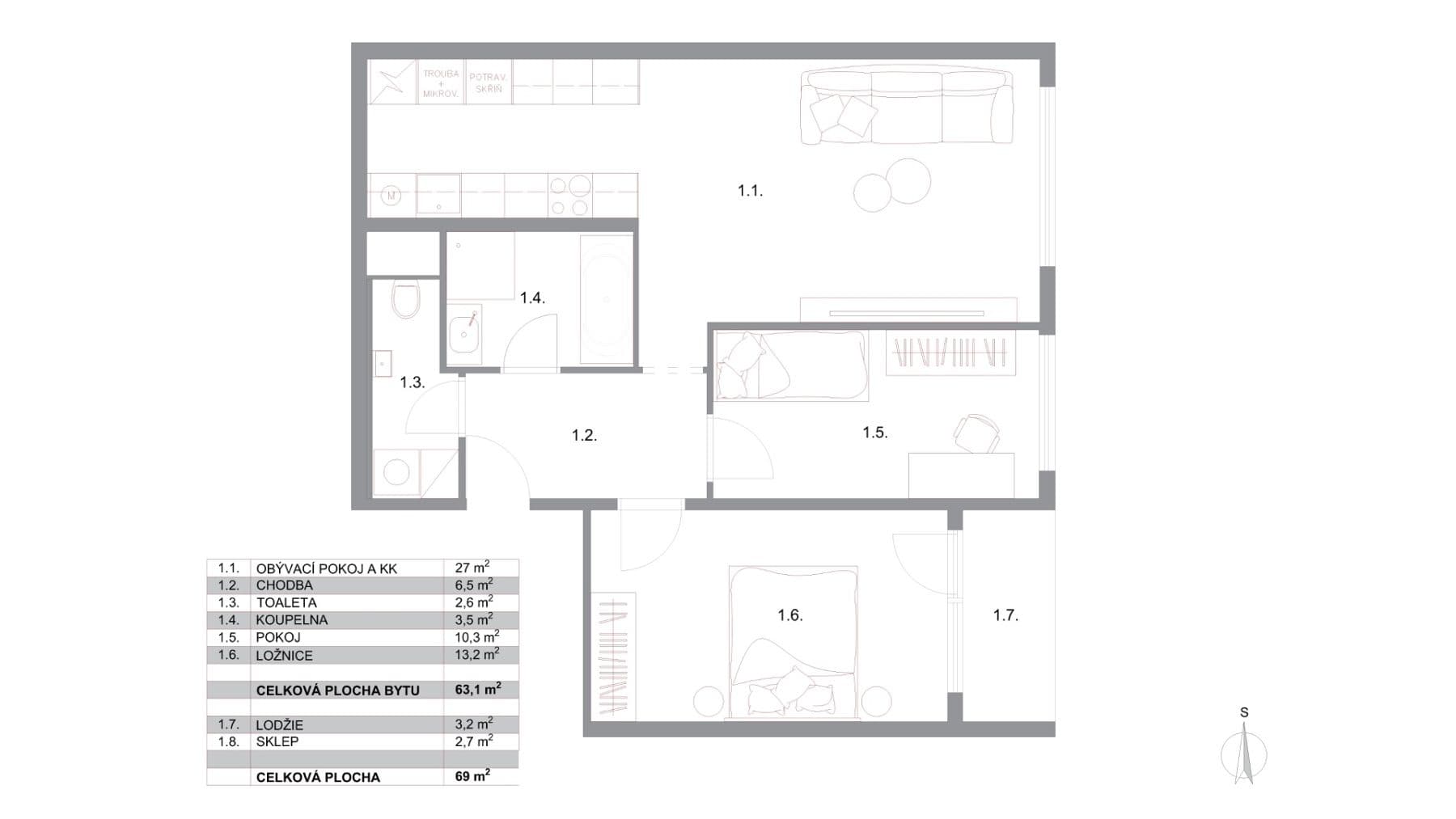 Predaj bytu 3-izbový 69 m², Hrudičkova, Praha, Praha Predaj bytu 3-izbový 69 m², Hrudičkova, Praha, Praha