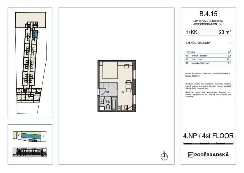 Prenájom bytu 1-izbový 23 m², Poděbradská, Praha, Praha Prenájom bytu 1-izbový 23 m², Poděbradská, Praha, Praha