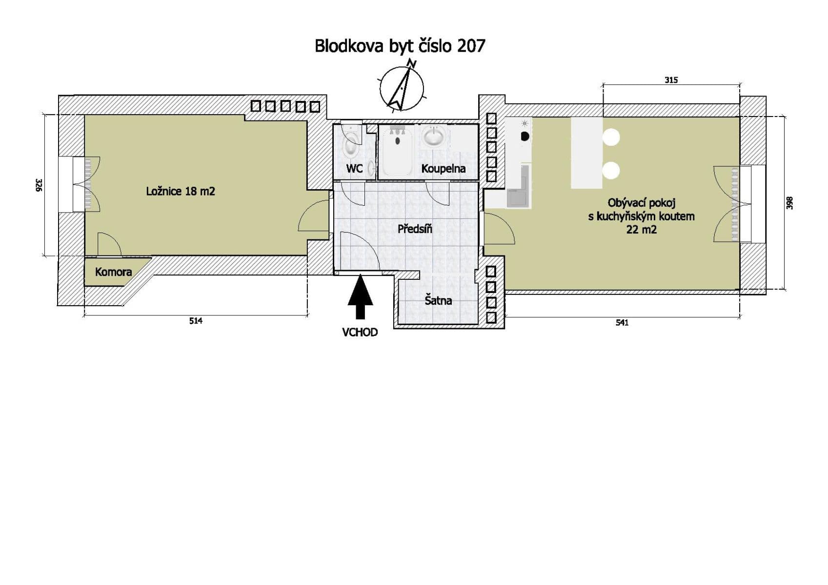 Prenájom bytu 2-izbový 54 m², Blodkova, Praha, Praha Prenájom bytu 2-izbový 54 m², Blodkova, Praha, Praha