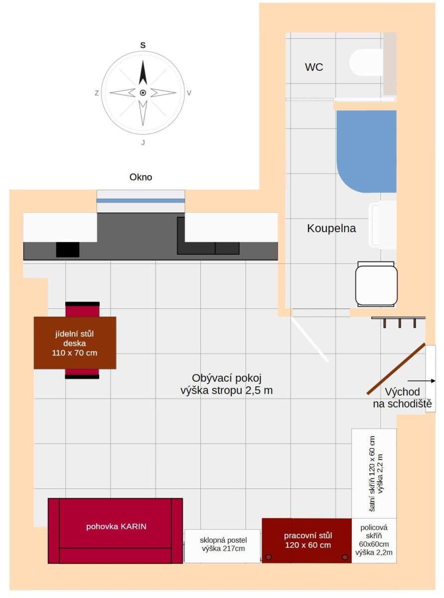 Prenájom bytu 1-izbový 27 m², Slovenská, Praha, Praha Prenájom bytu 1-izbový 27 m², Slovenská, Praha, Praha